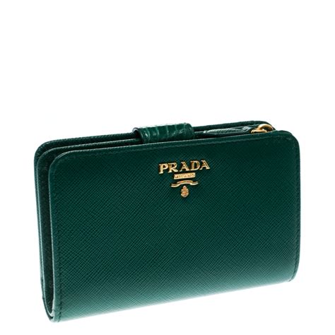 prada green saffiano wallet|authentic prada saffiano leather wallet.